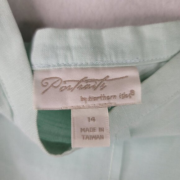 90s Linen Maxi Skirt Size 14 Portraits By Northern Isles Island Aqua Ice Vintage - Picture 2 of 7